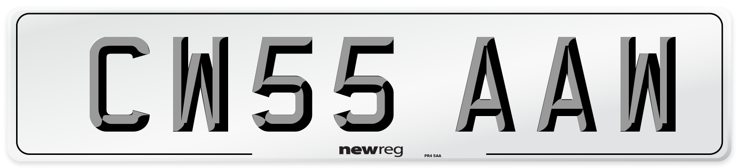 CW55 AAW Number Plate from New Reg